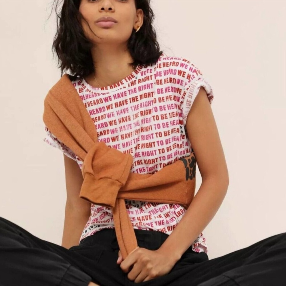 Anthropologie Maeve Vote We Have Right To Be Heard Tee XL - Picture 2 of 2